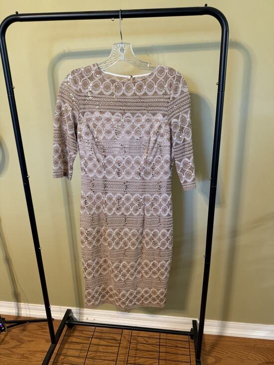 Jax Dresses & Skirts - Jax Tan Lace Dress with Sequin Size 8